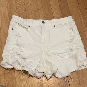American Eagle Outfitters White Ripped Jean Shorts
